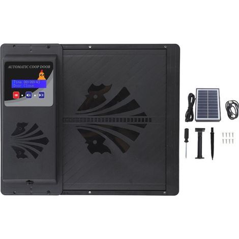Automatic solar-powered chicken coop door opener – Programmable timer – 3 power modes – Durable plastic material (1/5)