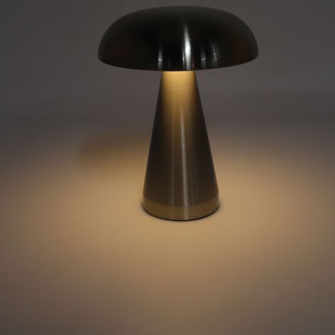 Lampe de table pour bar/restaurant, lampe champignon rechargeable, lampe de chevet d'ambiance, veilleuse à intensité variable et contrôle tactile de la température de couleur (3 niveaux), argent (1/5)