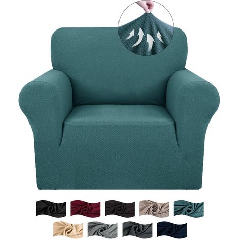 Housse de fauteuil extensible jacquard 1 place antidérapante et lavable (1/5)