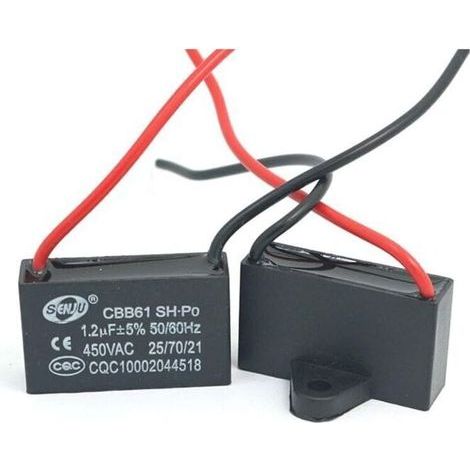 2er-Pack CBB61 1,5 µF 450 V AC 50/60 Hz Kondensatoren – 95 mm Kabellänge – Für Deckenventilatoren und Klimaanlagen – Kondensator 1 (1/5)