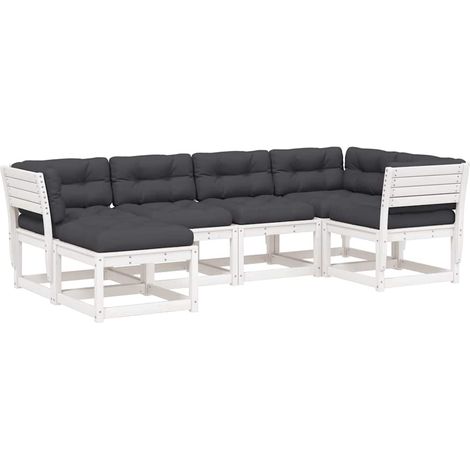 Maison Exclusive - Set Divani Giardino 6pz con Cuscini Bianco Legno Massello Pino