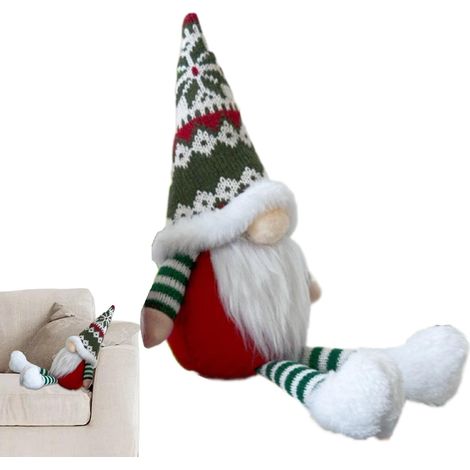 Nain de Noël Figurine Décorative de Table  Décorative Sans Visage pour Étagère, Cheminée, Table de Chevet, Bureau, Commode et Bibliothèque (1/5)