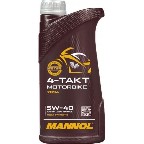 MANNOL MOTORÖL 4T MOTORRAD 5W40 1L SYNTHETISCHE ESTERTECHNOLOGIE (JASO MA/MA2) (7814) (20)