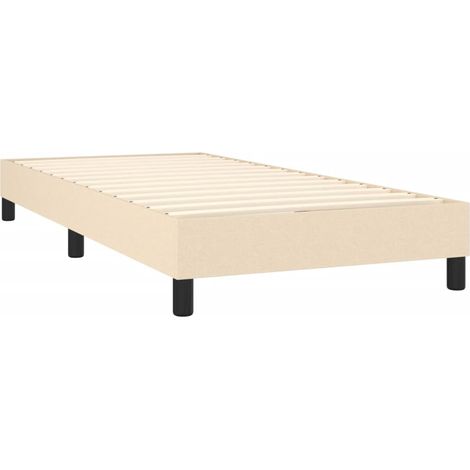 Somier de láminas sobre patas estructura cama 90x190 cm tela crema TDL0207240