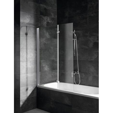 Schulte – Pare-baignoire pliant 104 x 130 cm – Verre de sécurité 5 mm – 2 volets pivotants – Montage mural réversible – Profilé blanc