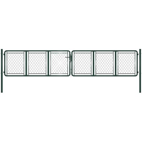 vidaXL Portail de jardin en acier vert 400 x 75 cm (1/5)