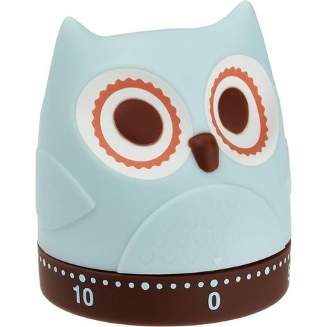 Küchen-Timer, mechanisch, lustig, Retro, gummiertes Kunststoff, L 61 x B 61 x H 71 mm, hellblau/braun (1/4)