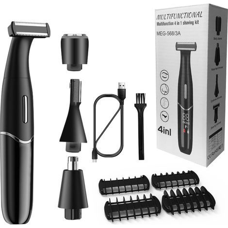 4-in-1 Waterproof Electric Epilator for Women and Men, Electric Shaver, Rechargeable Precision Trimmer for Women, LCD Screen - AquaForge (1/5)