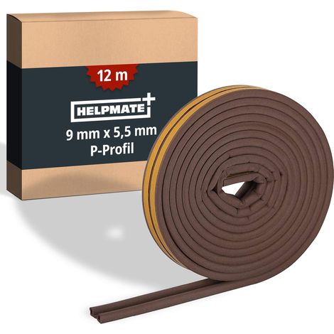 HELPMATE – Nastro sigillante autoadesivo per finestre e porte – Guarnizione per isolare fessure da 2,5 a 5 mm – Nastro 9 x 5,5 mm (Profilo P 12 metri Marrone) (1/5)