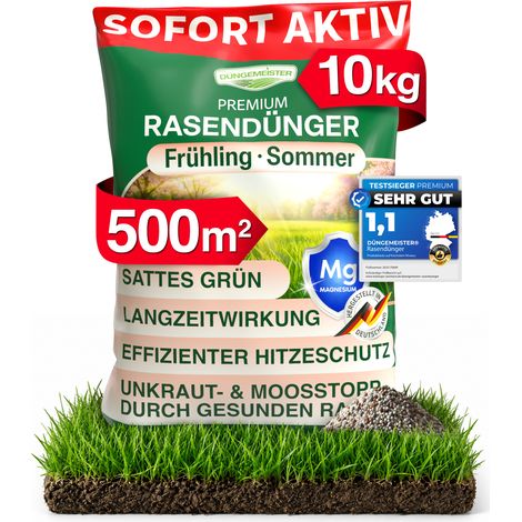 Rasendünger Sommer Sofortwirkung – sattes Grün – für Streuwagen geeignet (10 kg für 500m²) (1/5)