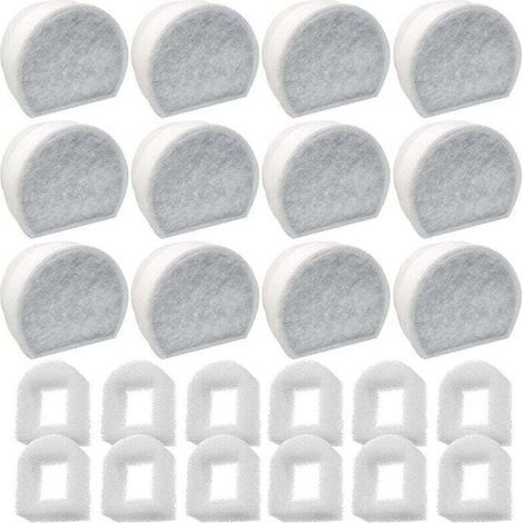 Packung mit 24 Schaumstoff-Vorfiltern und herausnehmbarem Aktivkohlefilter für PetSafe Drinkwell Trinkbrunnen INOX 360 Avalon Pagoda Seascape und Sedona, Filter für Katzen- und Hundetrinkbrunnen (1/4)
