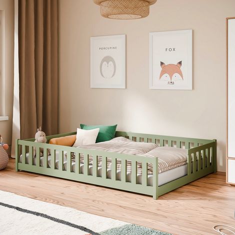 Letto da terra 140x200 con rete a doghe Théa Olive (1/3)