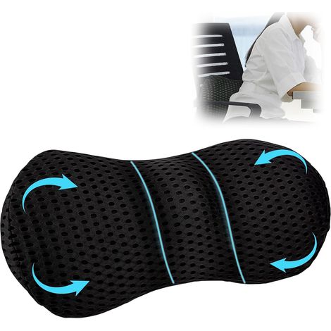 Lumbar Cushion, Car Lumbar Support, Memory Foam Back Support Cushion, Car Back Cushion, for Rest, Sleep, Travel, Black (1/5)