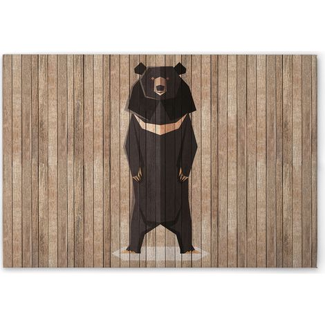 Leinwandbild Holzoptik Bär M1-No.50946 - Kunstdruck auf Leinwand in Braun Beige - Wandbild 45 x 30 cm (1/5)