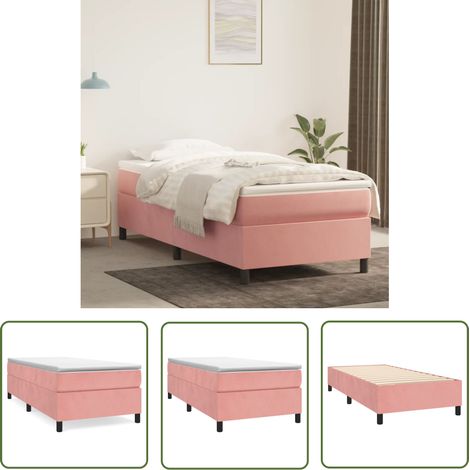 The Living Store Cadre de lit sans matelas rose 80x200 cm velours - Cadre De Lit - Lit Double - Lit Rose - Lit Velours - Meuble Chambre (1/5)