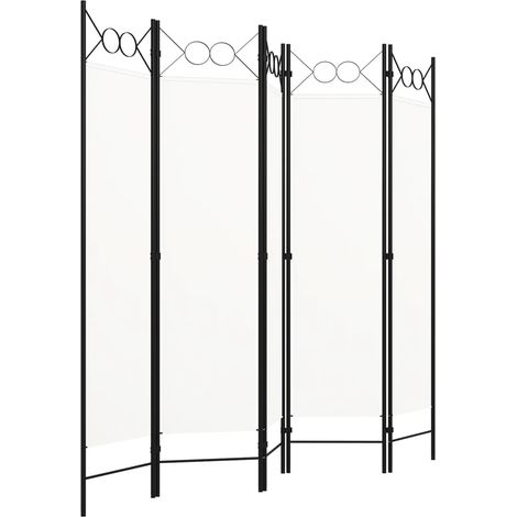 Paravent Cloison de séparation 5 panneaux, Pour Jardin, Balcon, Terrasse Blanc crème 200x180 cm OIB8735E (1/5)
