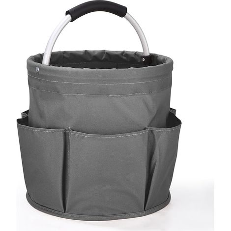 Ceinture de nettoyage avec poignée, organisateur de nettoyage multipoches, panier de rangement à poussière Oxford (gris) (1/5)