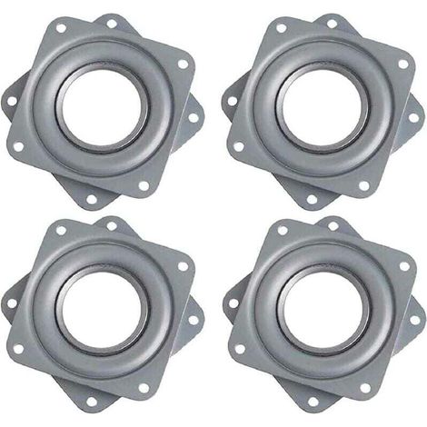 Plateau Tournant Carré 4 Pouces, XU, 360 Degrés, Rotatif à Roulement Billes, Métal Galvanisé, Plaque Pivotante Silencieuse, Flexibilité Optimale pour Présentoirs, Moniteur Ordinateur et Taboure - KZQ (1/4)