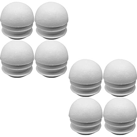 Blanche Moitié Sphérique Nervurés Bouchon en Plastique Embout à lamelles pour tubes, Rond Capuchon pour Pied de Chaisse/Meuble/Trampoline/Armoire/étagère/Chaise etc-8pcs28mm (1/5)