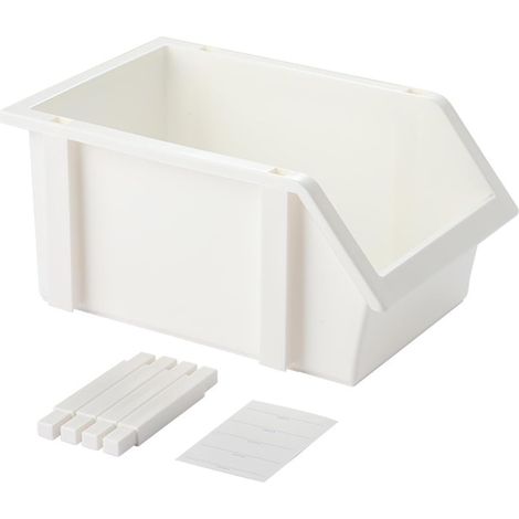 Paniers Empilables Boîtes De Rangement Blanches Pour Quincaillerie Et Contenants Cuisine Pour Vis, Petites Pièces, Accessoires, Nourriture, Vêtements, Livres, Cellier, Organisateurs Sol, (1/5)