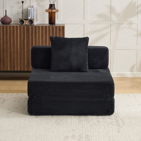Fauteuil convertible 1 place en velours côtelé, pliable (1/5)