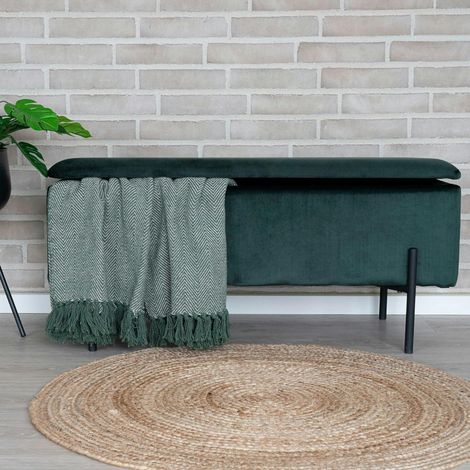 Banc coffre en velours vert BRUGES (1/5)
