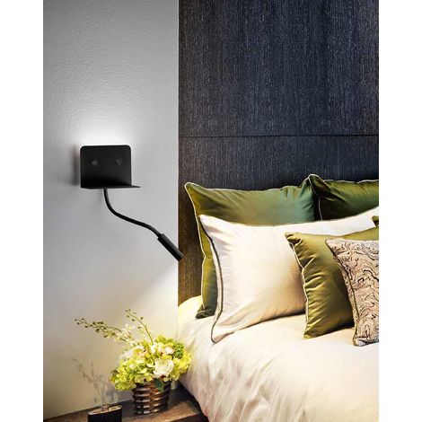 Applique Murale Led En Métal Noir, Lampe Avec Bras Flexible, Port Usb Intégré Et Éclairage 3000K, Série 6636 - Perenz Moderne Et Pratique