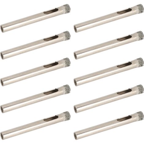 Lot de 10 meches foret ouvre-trou 6mm acier rapide queue ronde pour percage verre carrelage marbre pierre (1/5)