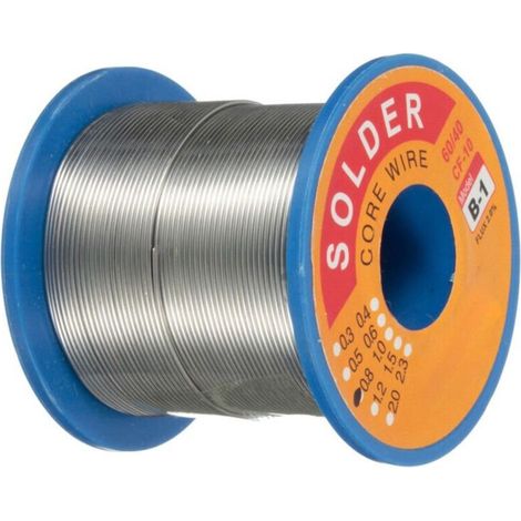 Bobine fil à souder 250 g, étain plomb 60/40, 0,8 mm, âme colophane, circuits et dispositifs électroniques, soudure (1/5)