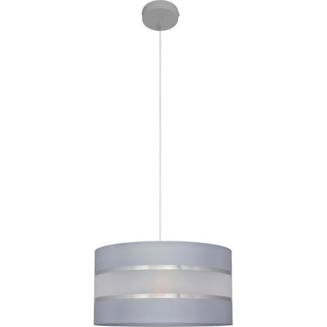 Helam HELEN Plafonnier Suspension Cylindrique Gris, Argent 35cm