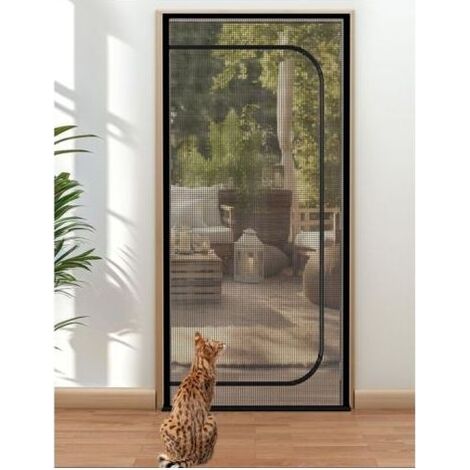 Moustiquaire pour chat, anti-moustiques, anti-chats, 110 x 220 cm, anti-rayures, avec fermeture éclair (noir) (1/5)