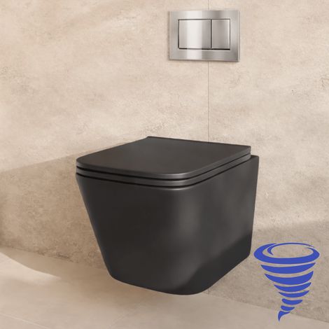 LOMAZOO Pack WC suspendu avec réservoir encastré carré noir - (1/5)