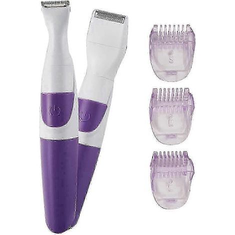 Tondeuse maillot étanche 2 en 1 pour femme, sans fil et portable, idéale pour les peaux sensibles, avec 3 sabots réglables, violette