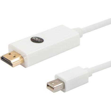 Savio CL-83 DisplayPort Kabel 1.8 m Mini DisplayPort HDMI White - Displayport Kabel (1.8 m, Mini DisplayPort, HDMI, Stecker, Stecker, Gold)
