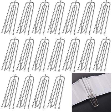 40 Crochets de Rideau en Acier Inoxydable,4 Broches Crochet à Rideaux Métal Crochets en Métal Robuste, Pincer Pli Crochet Clip, pour Rideaux en-tête à Plis Pincés, Rideau de Porte Lourds (1/5)