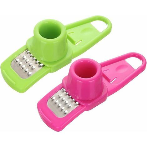 2pcs L'ail Râpe Râpe De Gingembre Moulin Raboteuse Râpe La Noix De Muscade D'un Mini Coupe Outils De Cuisine Ustensiles De Cuisine Accessoires De Cuisine(vert + rose rouge) (1/5)