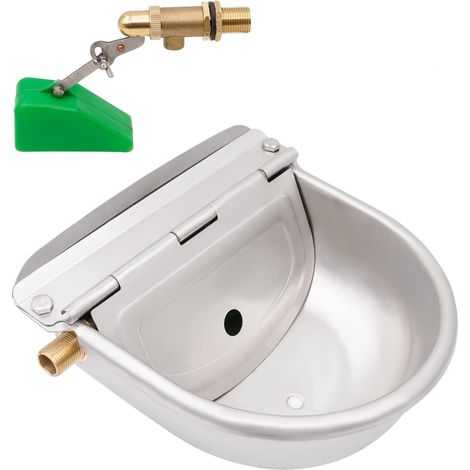 Abreuvoir Automatique pour Chevaux en Acier Inoxydable avec 1/2" Robinet à Flotteur en Laiton, Abreuvoir pour Chiens, Chevaux, Bovins, Chèvres, Alpagas, Porcs (1/5)