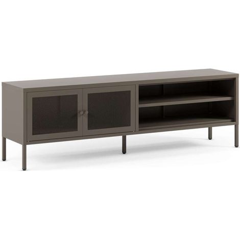 Mueble televisión modelo Felix 2 puertas acabado metal moca, 160cm(ancho) 50cm(alto) 35cm (largo) (1/5)
