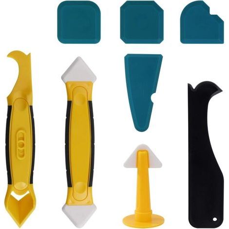 Outils de Calfeutrage en Silicone Ensemble de Grattoir de Buse de Calfeutrage Lisseurs de Joints Silicone pour Salle de Bain Cuisine 8 Pièces (1/4)