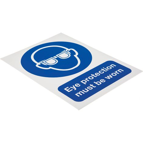 Panneau obligation, avec pictogramme : Lunettes de sécurité obligatoires "Eye Protection Must Be Worn" , en Plastique ( Prix pour 1 )