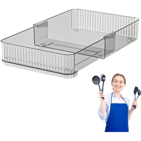 Organiseur de tiroir à ustensiles Tiroir rangement pour armoires, bacs maquillage, gadgets cuisine, bureau travail, plateau salle bain Large - (1/5)