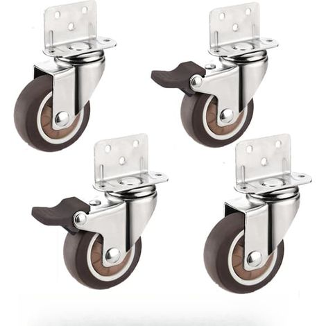 Lot de 4 roulettes silencieuses de rechange, résistantes aux rayures pour les sols, adaptées aux meubles, établis et chariots à outils. (1/5)