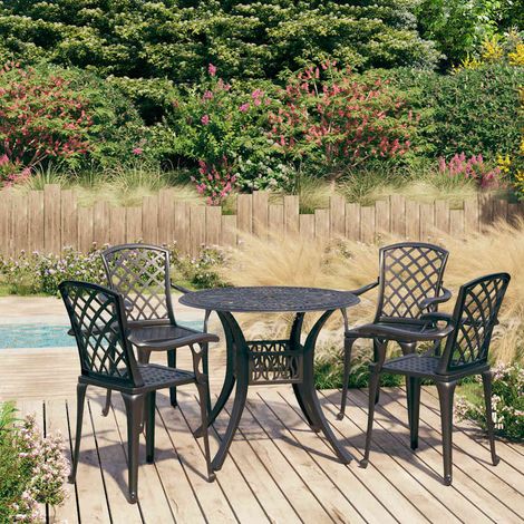 Ensemble de bistro 5 pcs-Salon de jardin bistro Aluminium coulé Noir 885227 (1/5)