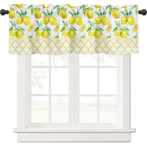 Rideau supérieur de fenêtre citron et Tartan, impression de mode, blocage de la lumière, cantonnière courte pour cuisine, chambre à coucher, salon (1/5)