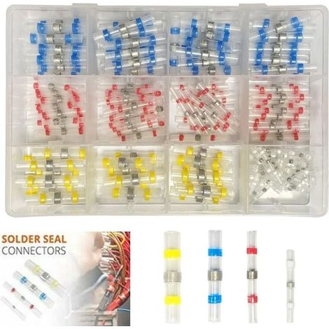 Connecteurs de câble isolés 200 pièces – 4 tailles 26-10 AWG – Gaine thermorétractable étanche – Pour automobiles et motos (1/5)