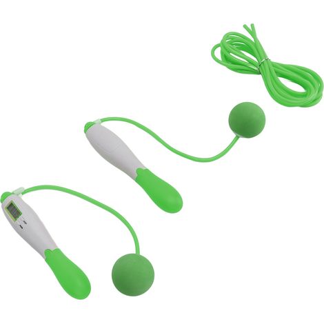 Corde à sauter sans fil avec compteur, 4 positions réglables, câble en acier, équipement d'entraînement pour l'exercice, verte (1/5)