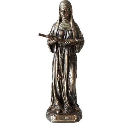 Statuette sainte Rita de couleur bronze (1/4)