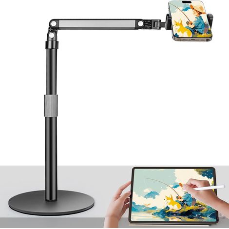 Support de Téléphone Portable pour Vidéo Support de Bureau pour Téléphone de Bureau 360 ° Réglable, Base Solide Compatible avec iPhone/Samsung/Huawei/Xiaomi/Redmi Smartphone (1/5)