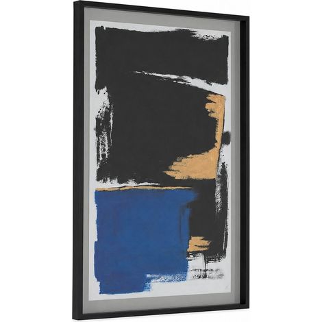 Tableau abstrait noir doré bleu en verre et bois - Noir, doré et bleu (1/5)