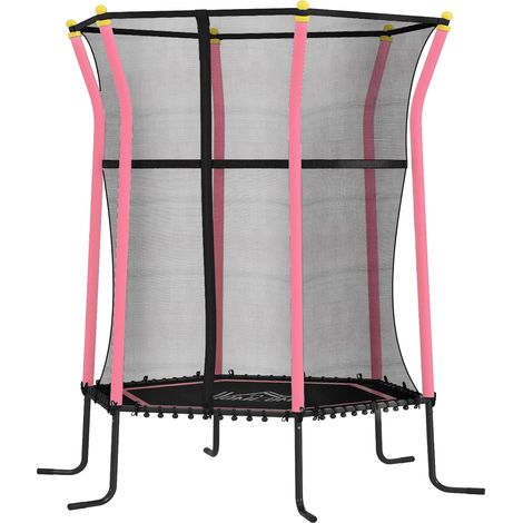 Trampoline pour enfants, Ø 163,5 cm, avec filet de sécurité, rembourré, en acier, charge maximale 50 kg